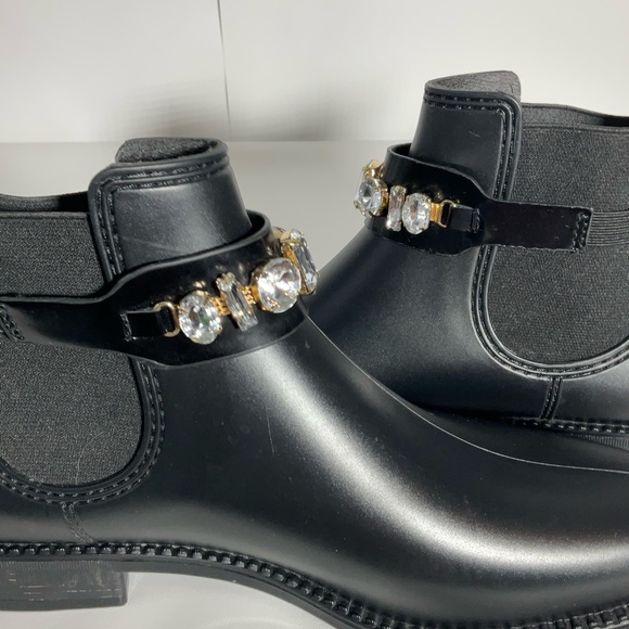 Henry Ferrera Marsala Women’s Black Gem Embellished Short Rain Boots Size 8. - Picture 13 of 16